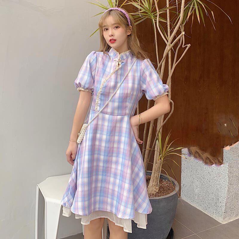 スタイルスカート 格子柄ドレス スプリング 春物 萌量不足2757181289