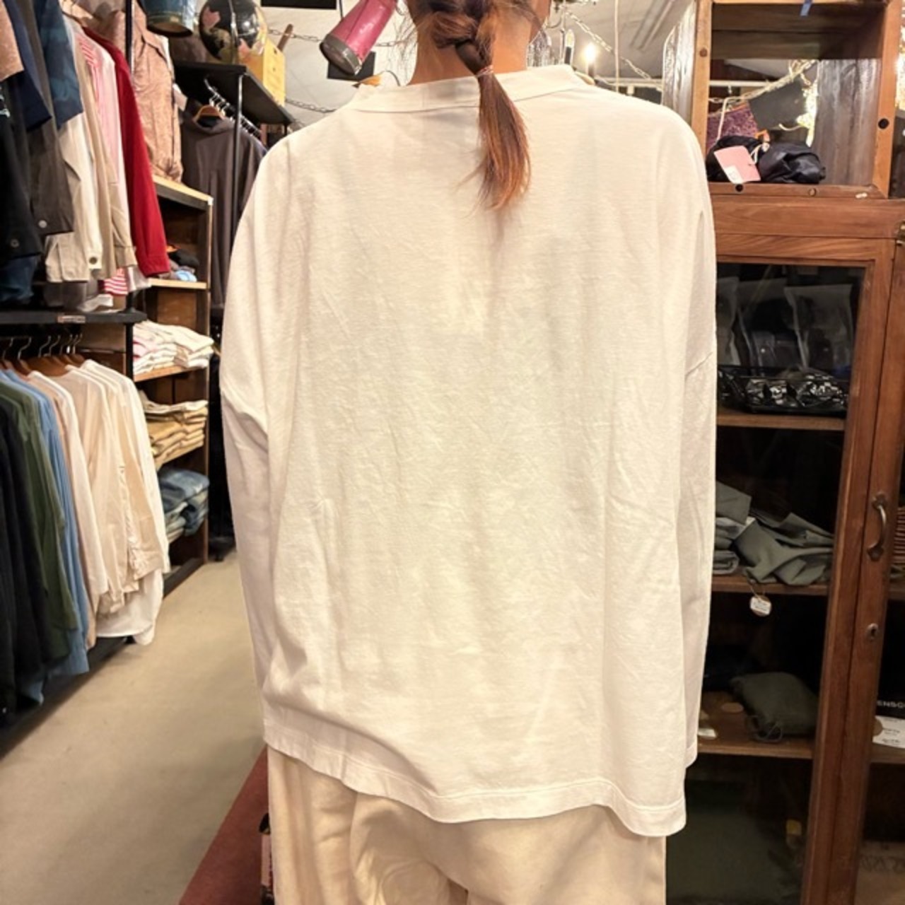 homspun 　ホームスパン　30/1天竺BIG ロングスリーブTシャツ　全4色　サラシ　ワイン　ネイビー　ブラック　コットン　綿　日本製　インナー　ホワイト