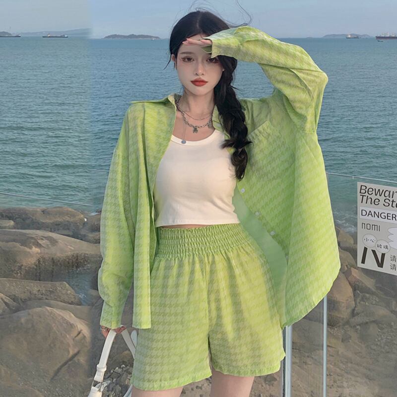 スタイルカジュアルサマールーズシャツ トップス ハイウェストウェストショーツ 夏物 ブルマー YY-ファッション45025744833