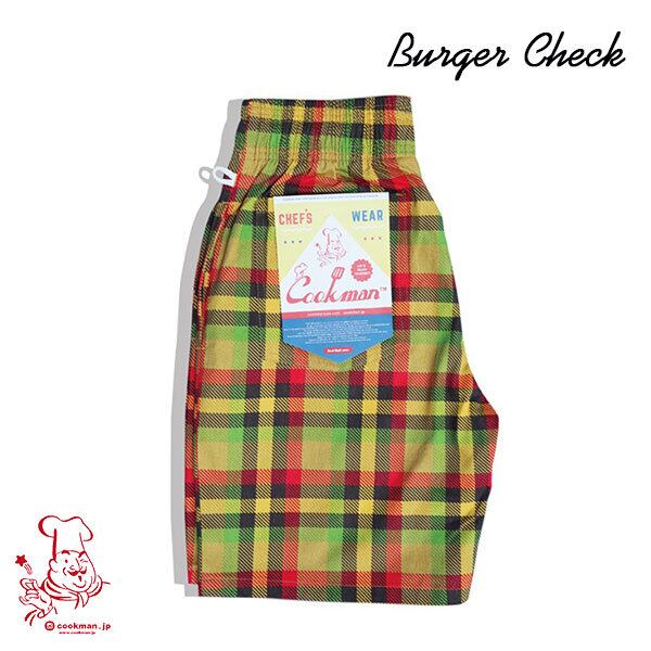 Chef Short pants Burger Check シェフ ショートパンツ バーガーチェック UNISEX 男女兼用 Cookman クックマン イージーパンツ アメリカ