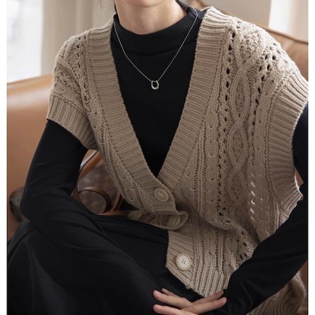 button knit vest N30256