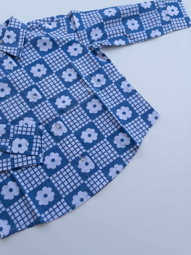 《即納》FISH&KIDS/ NAVY FLOWERS RETRO SHIRT