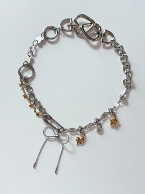 silver × gold charm necklace