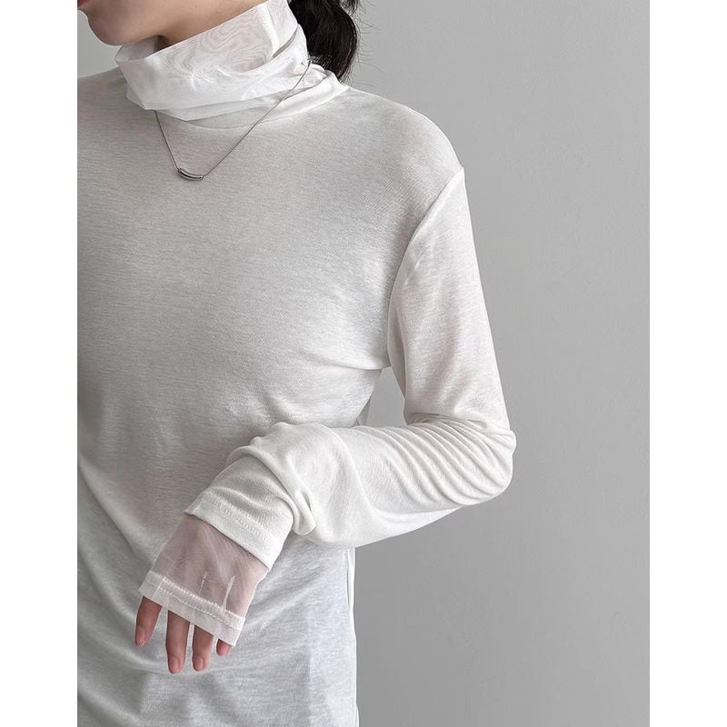 裾レースハイネックシアーカットソー 202217 | coto.meki