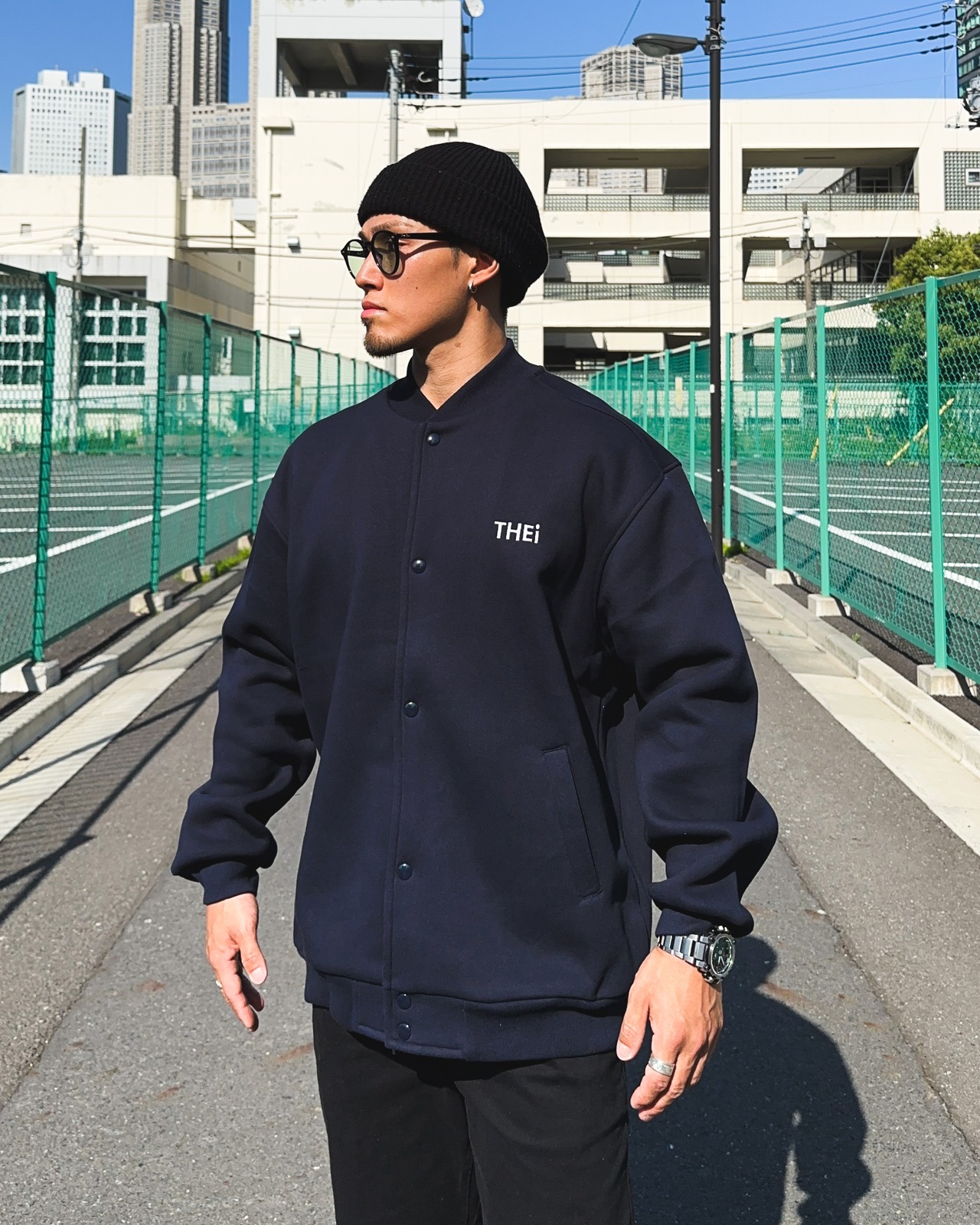 BASIC ONE POINT SWEAT JACKET - NAVY