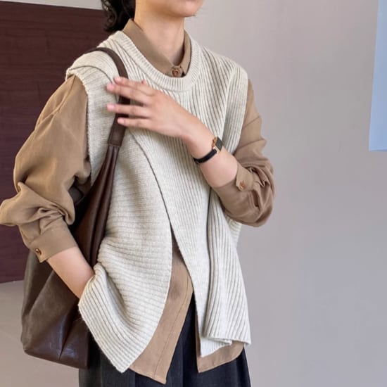 アシンメトリーニットベスト 00846