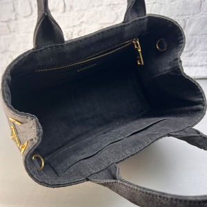 PRADA プラダ カナパ 三角ロゴ キャンバス ハンドバッグ 黒 A-13244