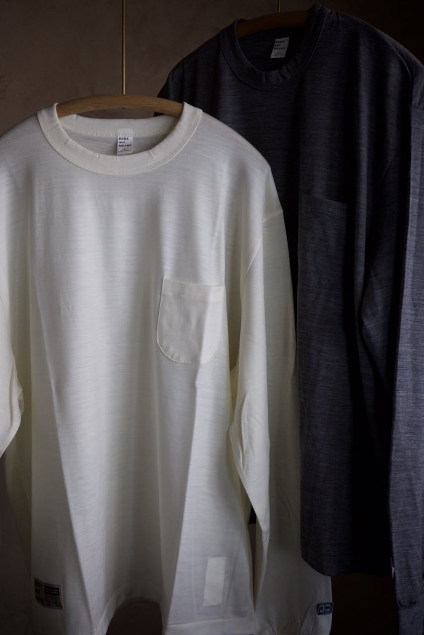 トップス ENDS and MEANS Merino Wool L/S Tee XL ENDS and MEANS / Merino Wool Pocket L/S Tee | iremono