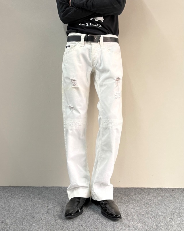 【DOLCE&GABBANA】Destroyed Straight Denim Pants