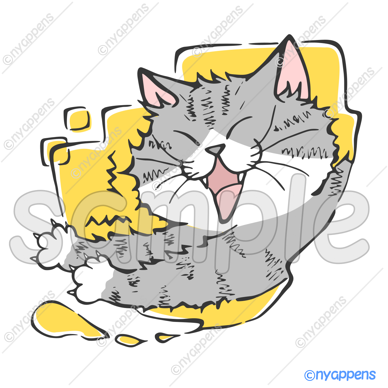【商用利用OK】手書き猫イラスト＜S2＞のびー！
