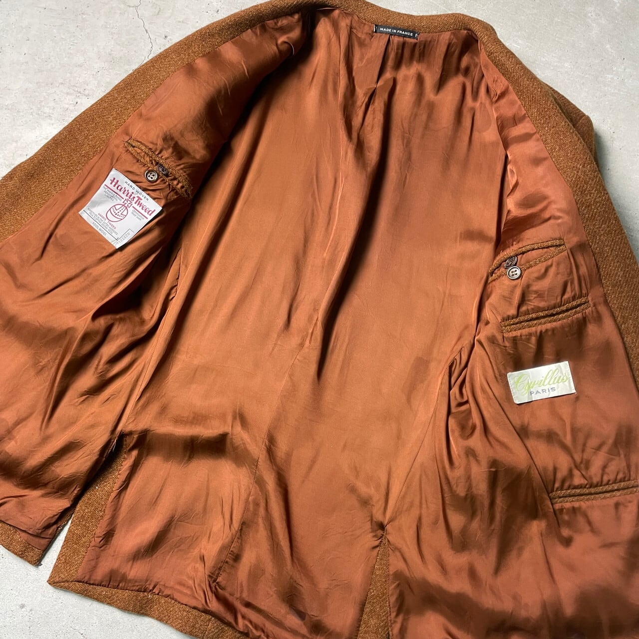 90年代 フランス製 HARRIS TWEED ハリスツイード ウールテーラード