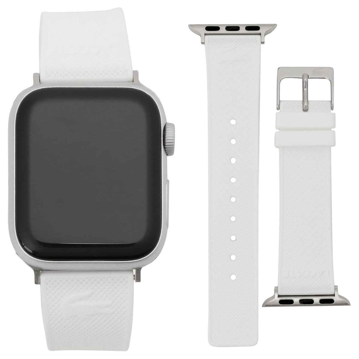 ラコステ LACOSTE 2050006 Apple watch strap アップル ウォッチ ストラップ 替えベルト  【38mm/40mm/41mm ケース対応 ※ベルトのみ】シリコンラバー ベルト ホワイト レディース 交換バンド 付け替えベルト メンズ  ユニセックス クロコダイル ワニ |
