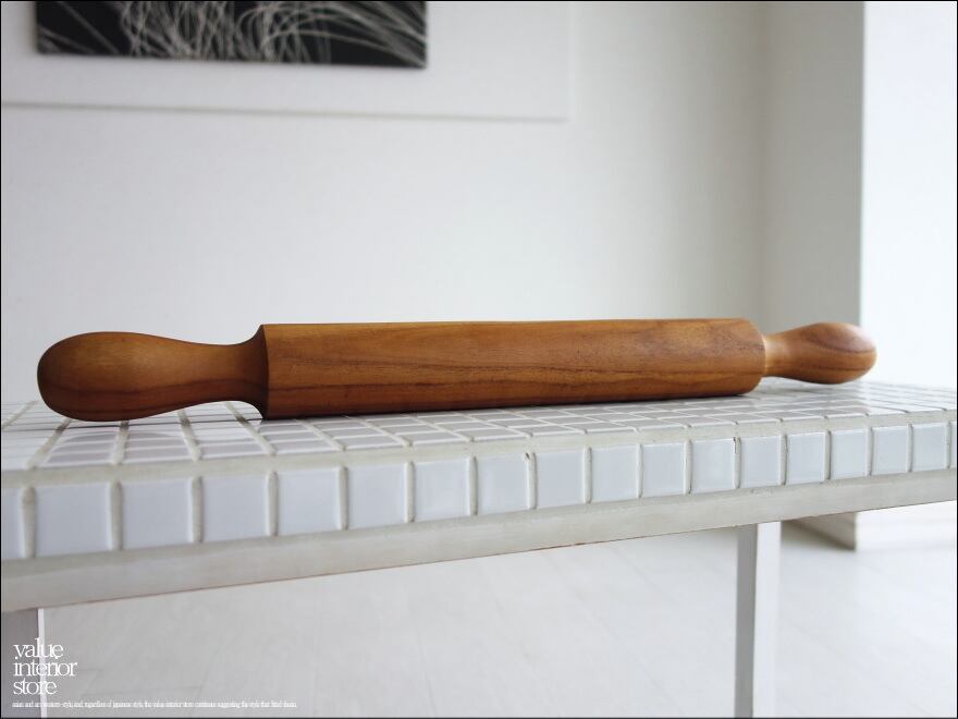 無垢材 チーク麺棒FL 延し棒 のし棒 めん棒 巻き棒 生地をのばす棒