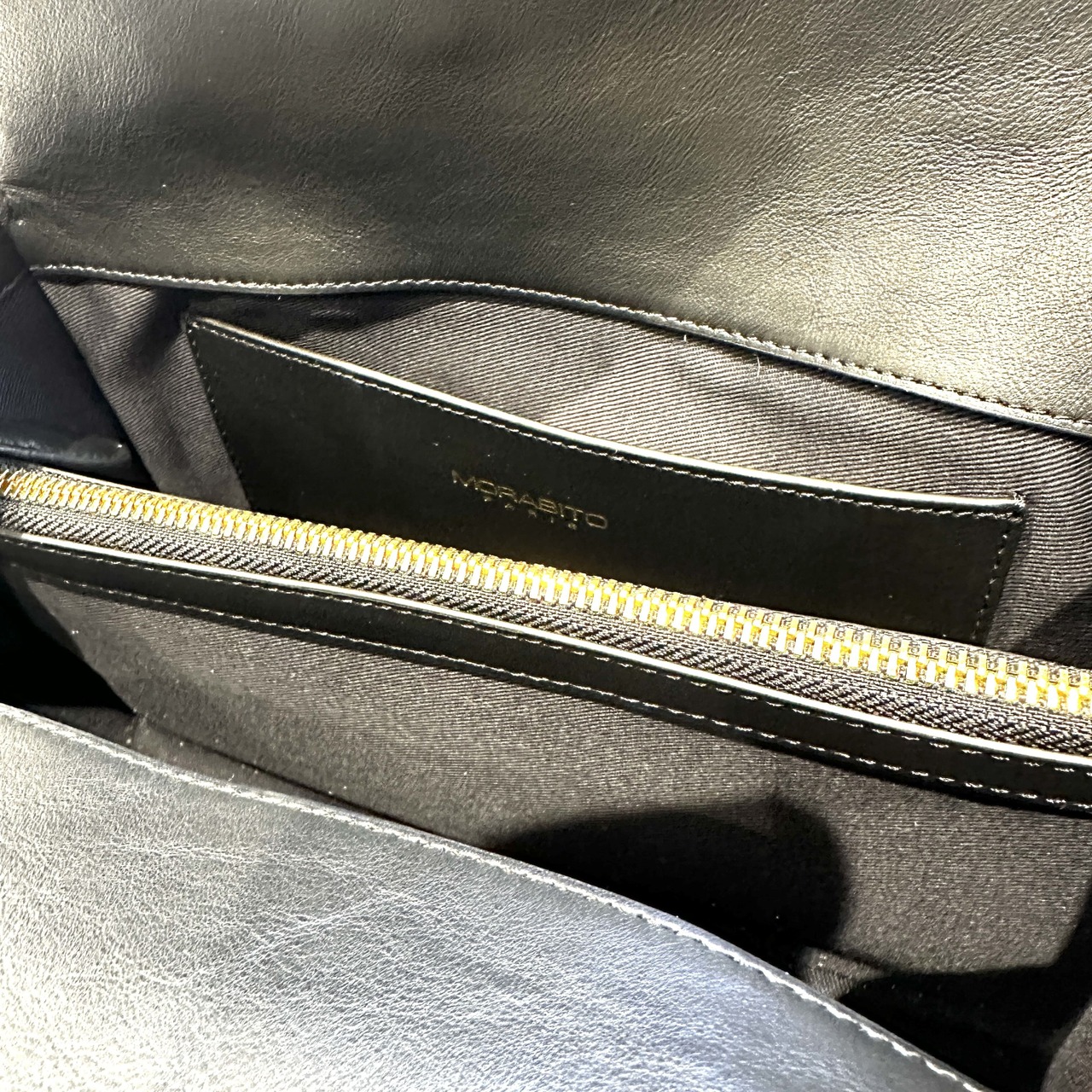 MORABITO モラビト オルセー 2Wayバッグ 25.5×17.0×12.5cm レザー × ガルーシャ(エイ革) ブラック