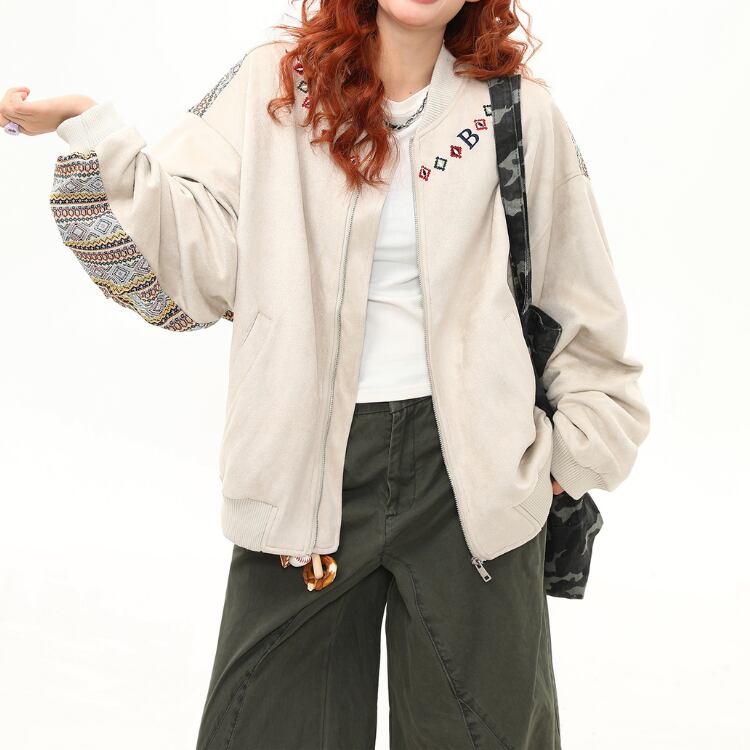 ジップアップ パターン袖 オーバーサイズ ジャケット L00092