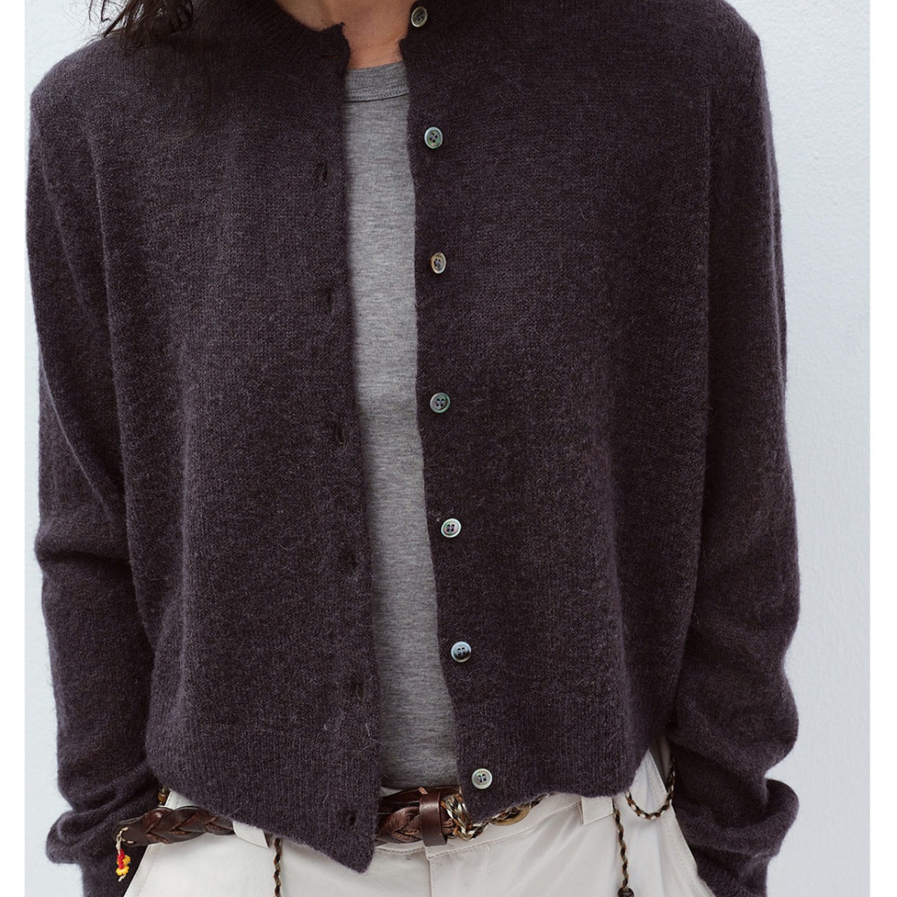 Button Front Cropped Cardigan T4257