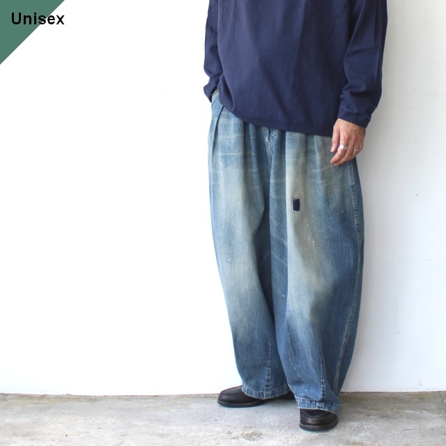 【ラスト１点】【26AW】HARVESTY リメイクデニムサーカスパンツ Remake-Denim Circus Pants　（Remake Blue）