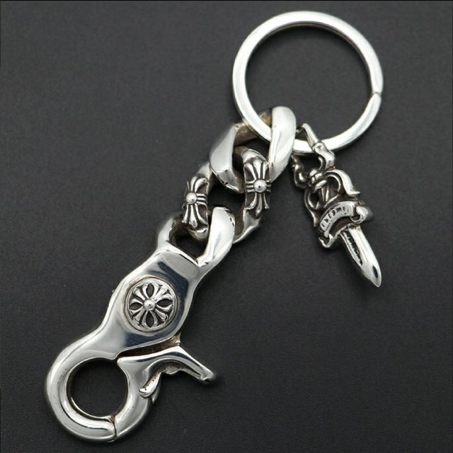 CHROME HEARTS クロムハーツ ファンシーキーチェーン ダガー クリップ ショート 2リンク シルバー キーホルダー