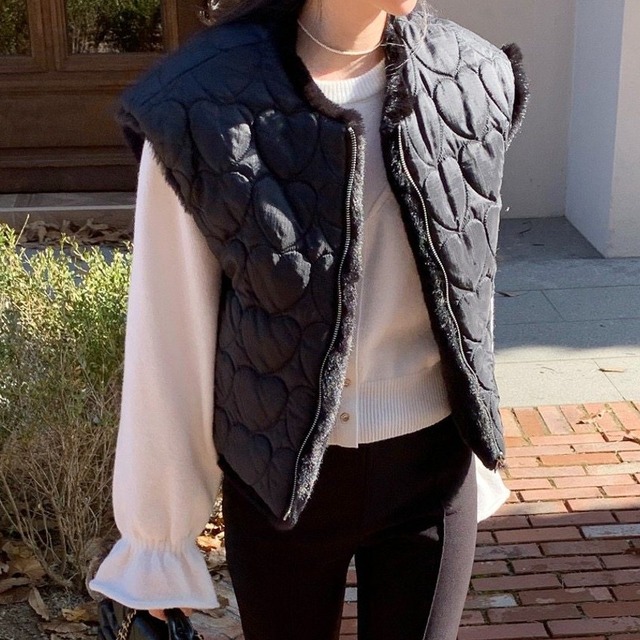 Reversible heart quilting boa vest A1623