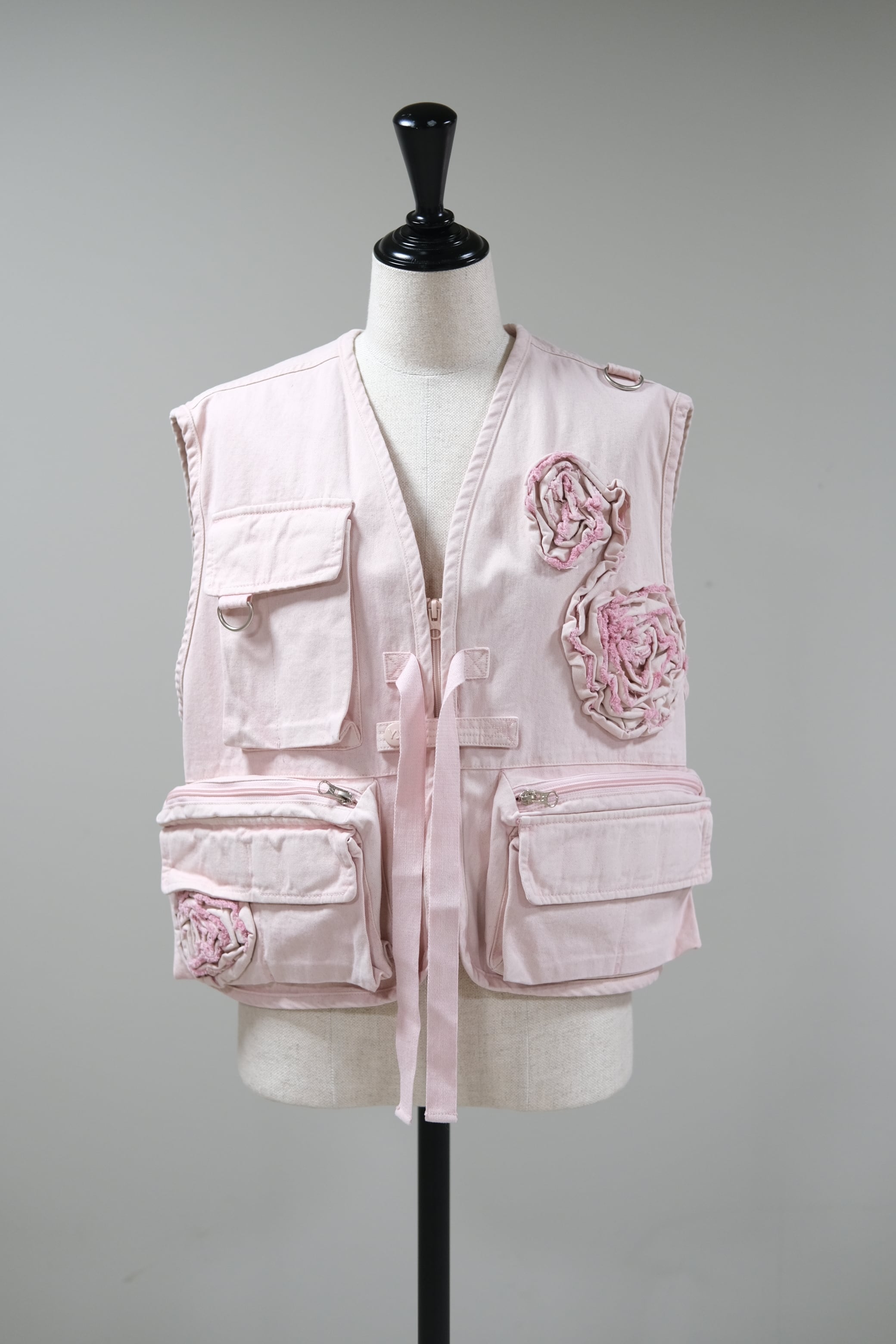 OPEN YY】APPLIQUE CARGO VEST - pink - | loop