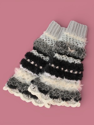MONSTER knit leg warmers(mix black × lavender)