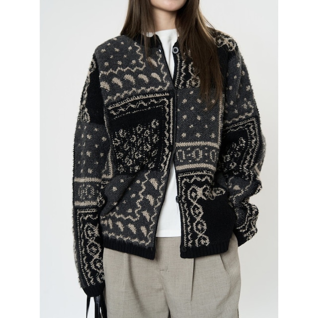 patchwork jacquard cardigan 10867