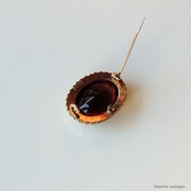 アンティークジュエリー 9ctゴールド 天然シトリン 真珠 レースピン ブローチ （ソーティングメモ付）