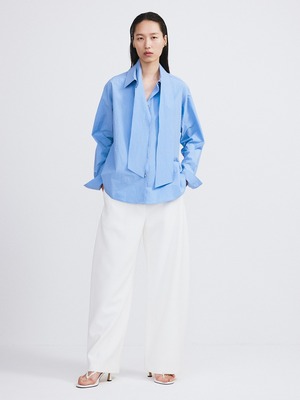 [RECTO][WOMEN] DETACHABLE SCARF COTTON SHIRT (BABY BLUE) 正規品 韓国ブランド 韓国通販 韓国代行 韓国ファッション レクト 日本 店舗