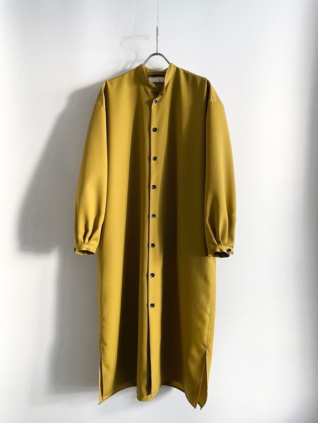 T/f Lv4 wool  twill stand collar dress coat - turmeric