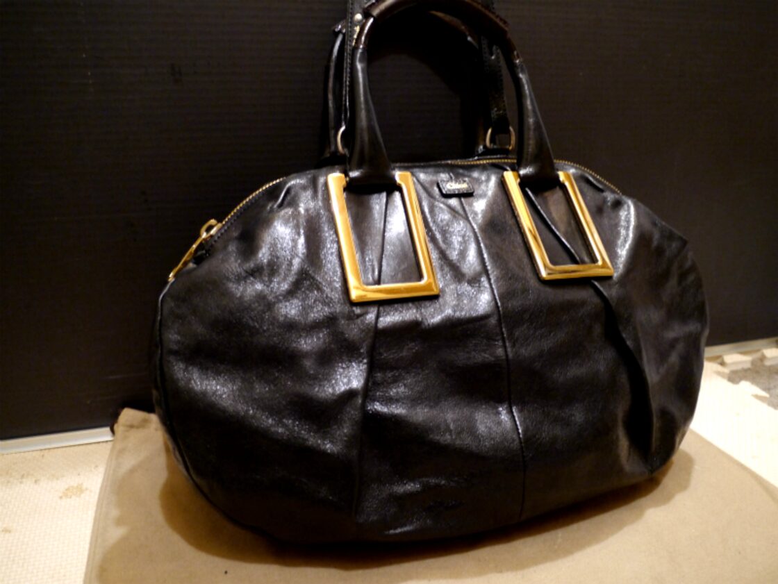 レア◇Chloe クロエ エテル 2way レザー トート ハンド バッグ 黒 