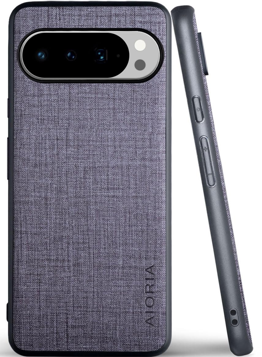 Aioria 互換性 ケース for Google Pixel 10 Pro 5G 生地パターンレザー高級に保護純色スマホケース (Gray, for Pixel 10 Pro)