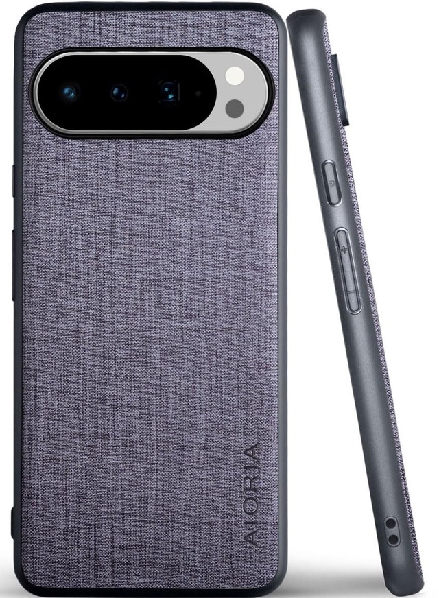 Aioria 互換性 ケース for Google Pixel 10 Pro 5G 生地パターンレザー高級に保護純色スマホケース (Gray, for Pixel 10 Pro)
