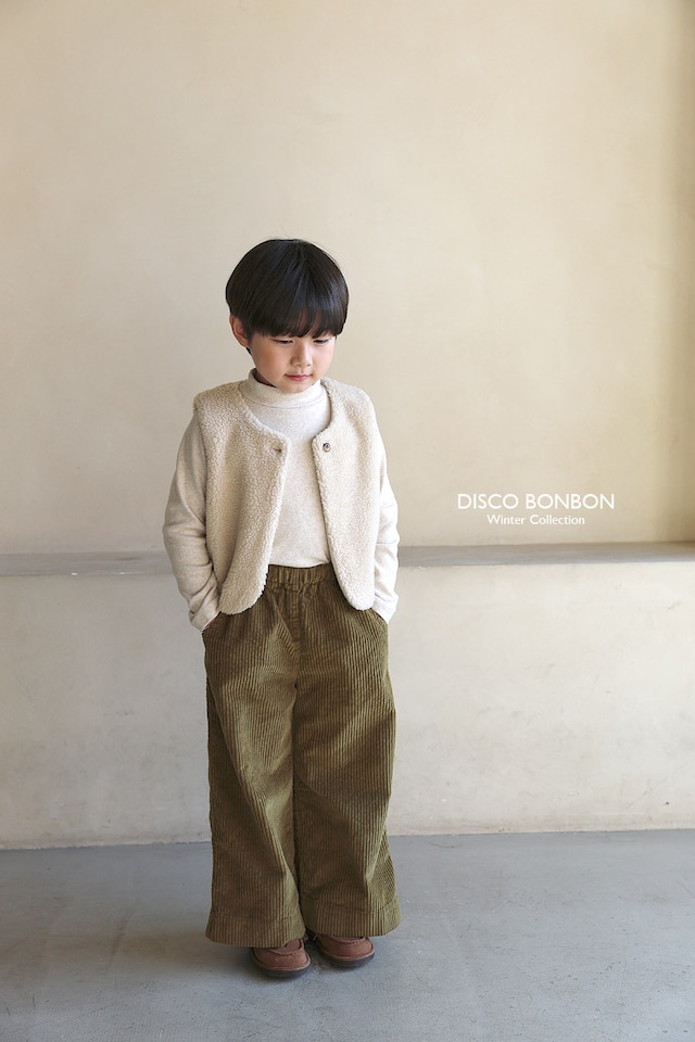 【取寄】disco bonbon|cute corduroy puff pants (olive)|かわいいコーデュロイぽわんパンツ(オリーブ)|XS-XL|kids|25 winter
