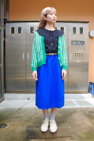 green knit cardigan
