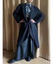 80-90sSTANLEY black long coat-3786-12