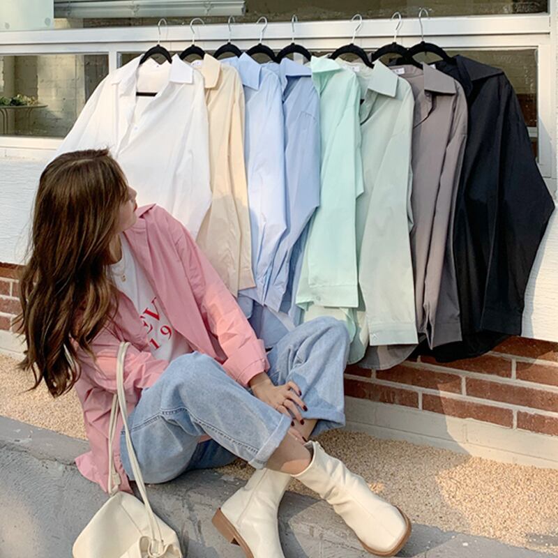 シャツ ジャケット スプリングオータム ロング ピンク 春物 秋物 スーパーモール22707203173