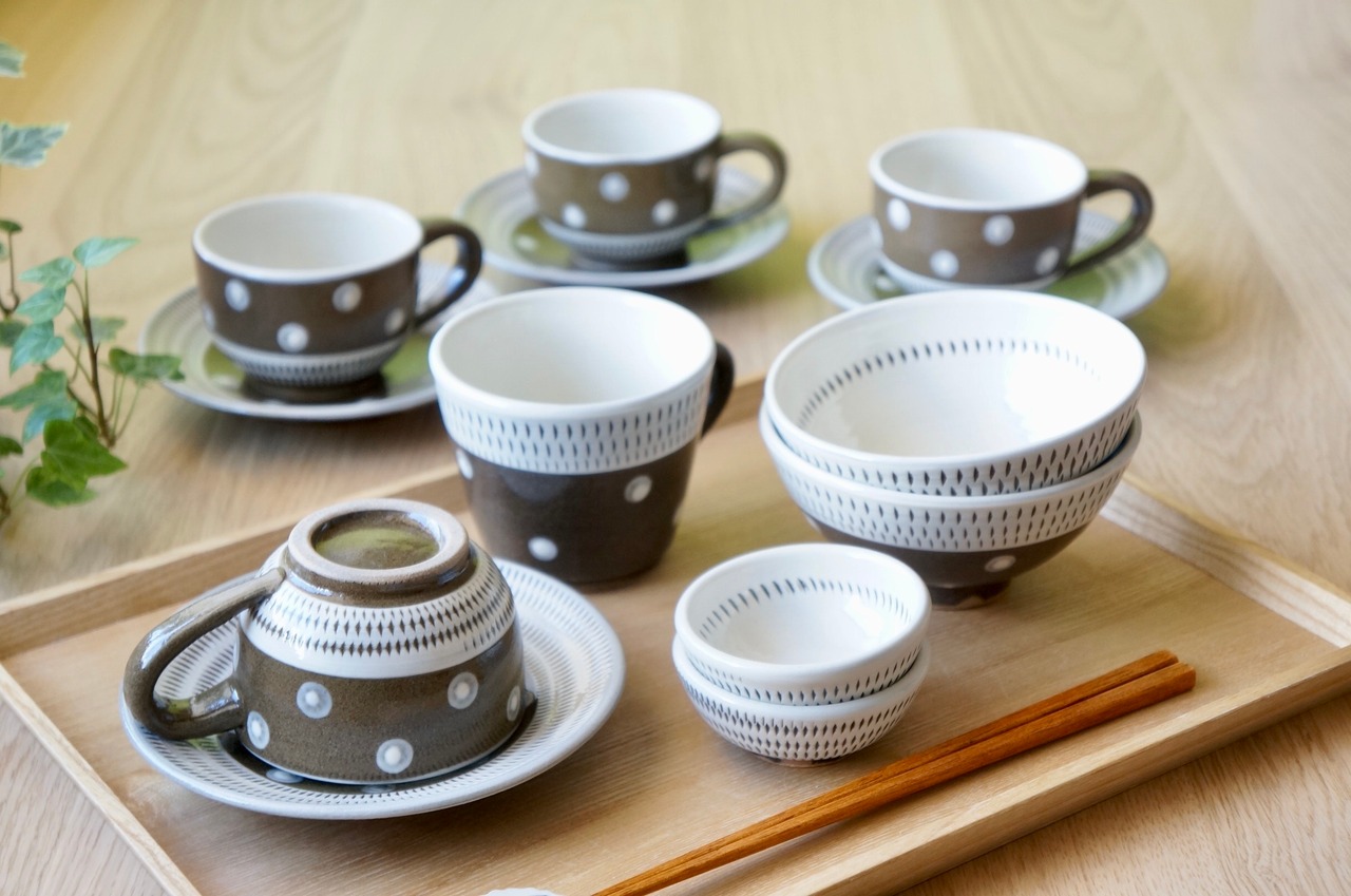 小石原焼　蔵人窯　お茶碗　ドット ②　[29-501]