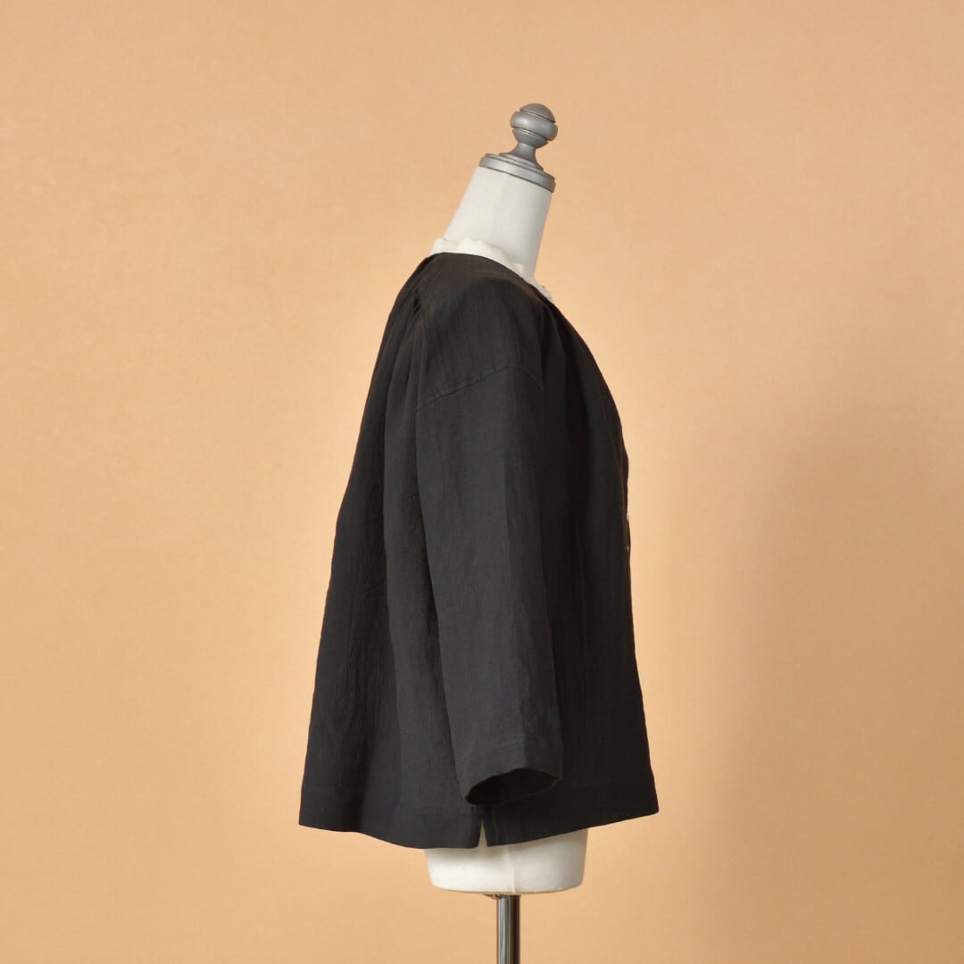 MAGALI マガリ ベルギーリネン・アンティーク・ブラウス・ブラック
