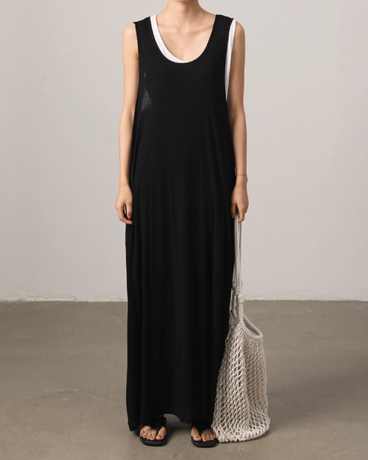 Basic u-neck sleeveless maxi one-piece L0077