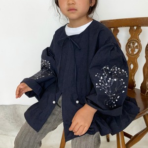 [ Kids ] カスミソウ刺繍ライトコート -dark navy- 梅雨寒軽量アウター