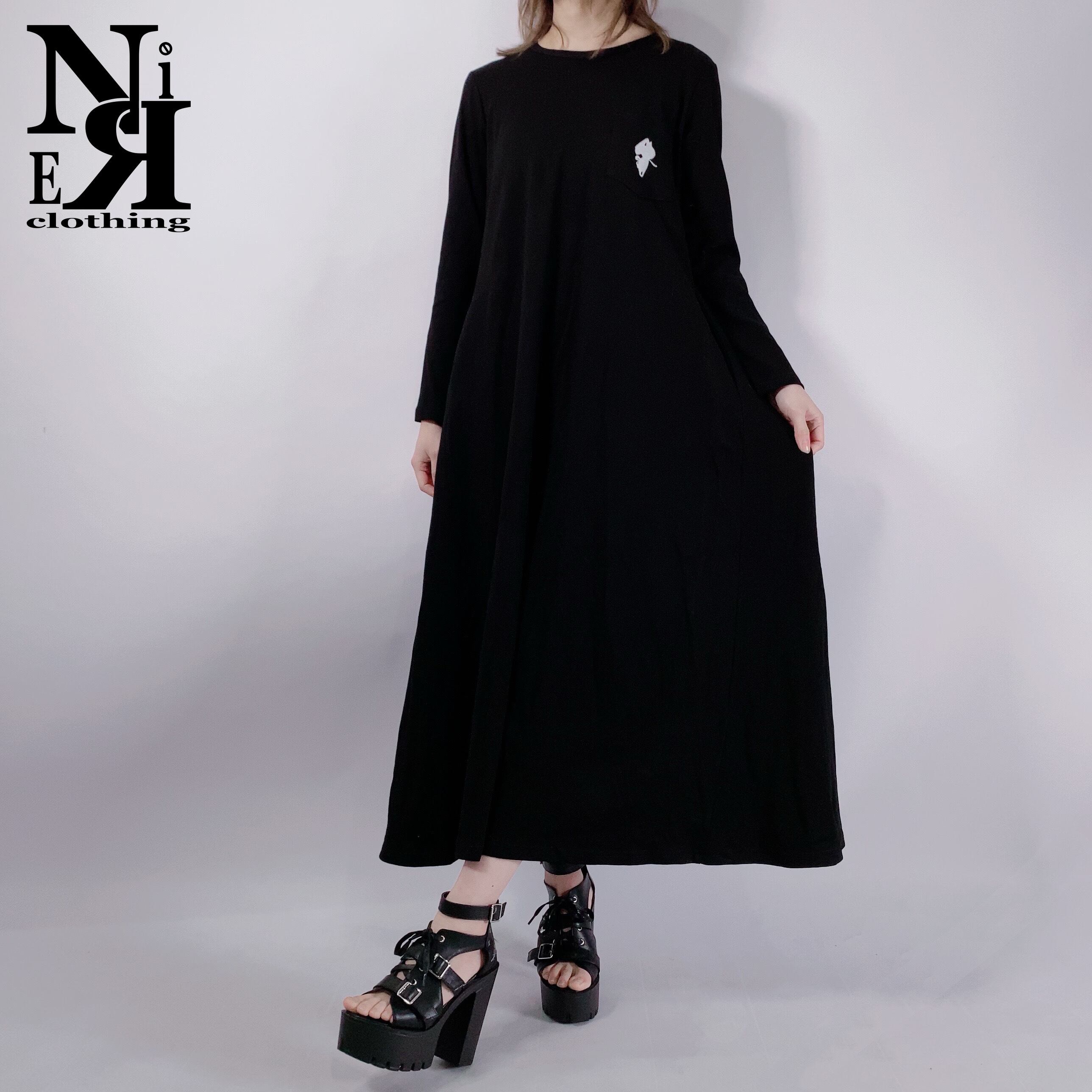 3pocket Aラインロングワンピース ベルト付き Nier