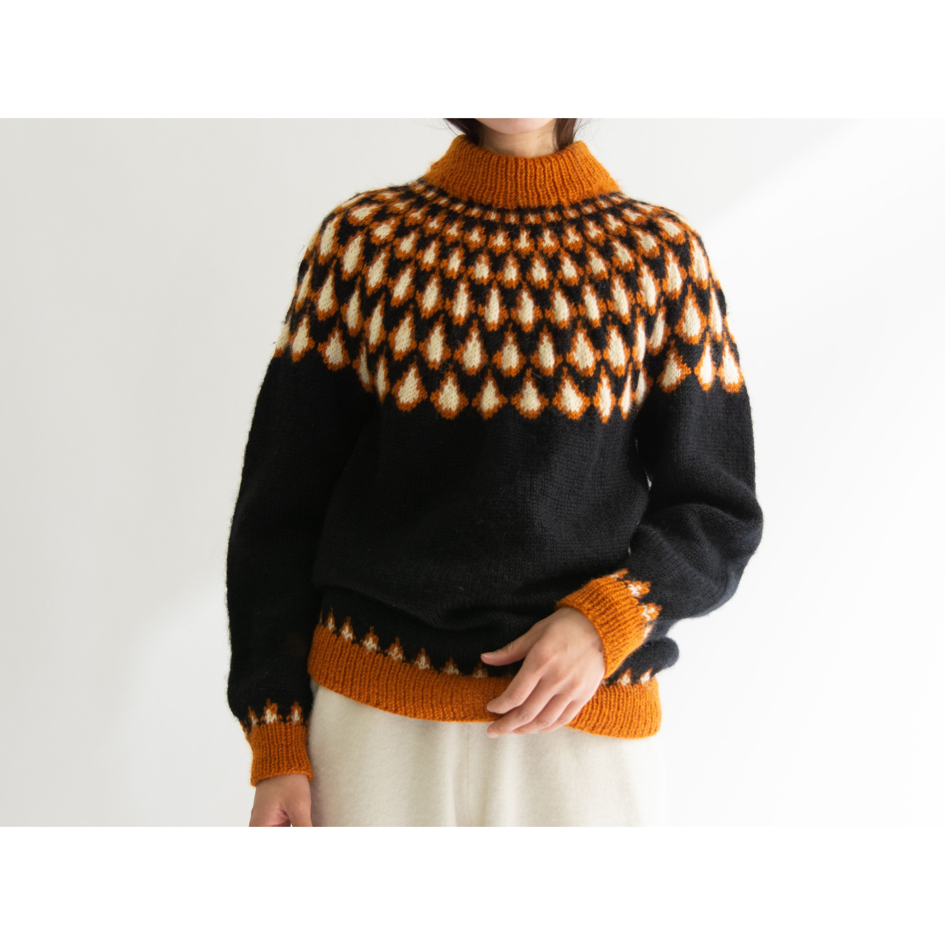 【Unknown Brand】Handknitted in Denmark Wool Nordic Sweater（デンマーク製 ハンドニット ウールノルディックセーター）
