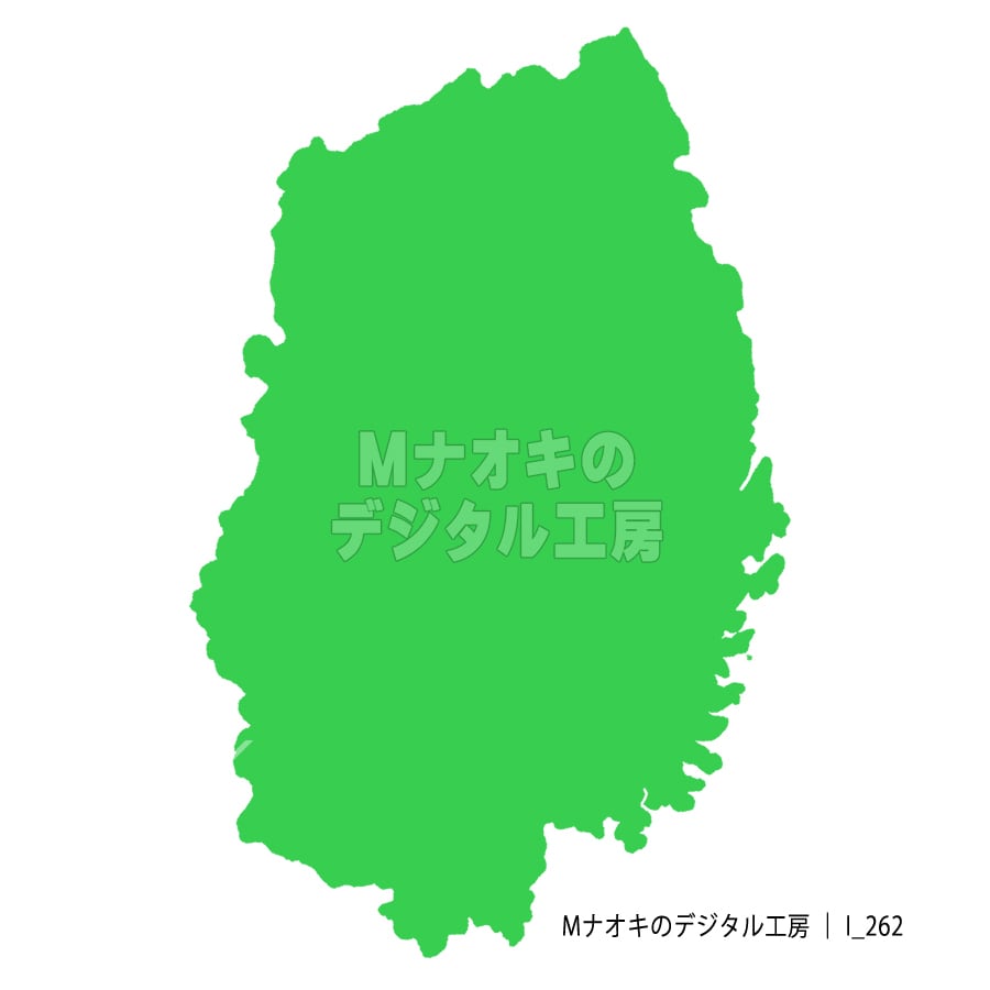 少しゆるい岩手県地図 フチなし 【I_262】 A slightly loose map of Iwate Prefecture without borders