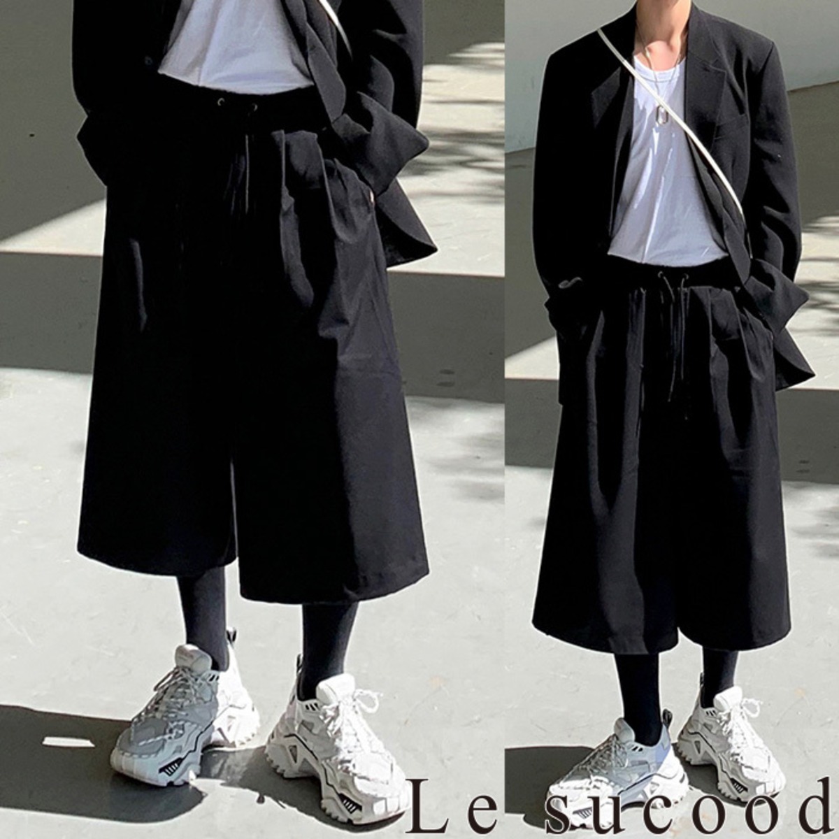 Le sucood】【お支払い確認後20日以内発送】7分丈クロップドパンツ 