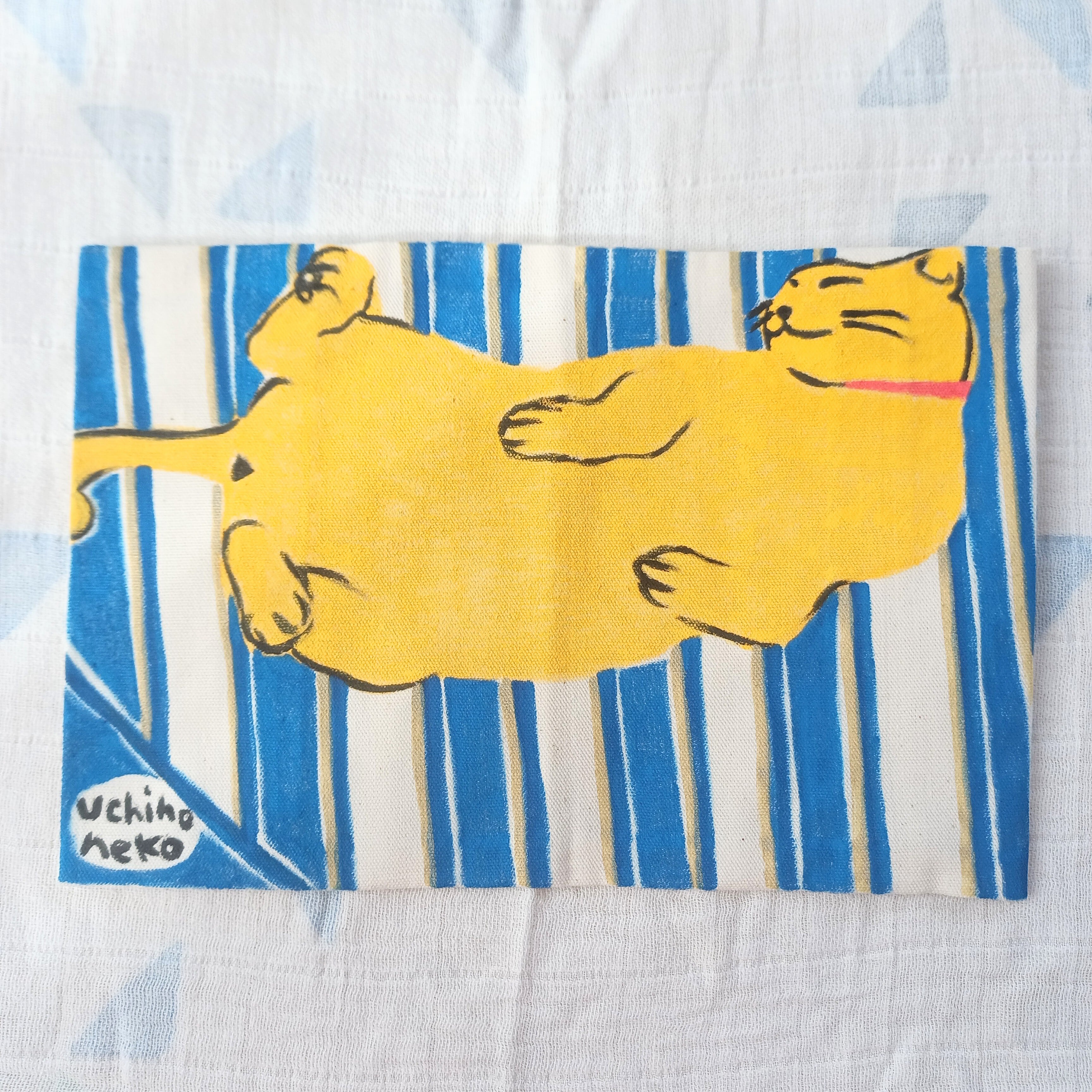 手描き　布ブックカバー　文庫本サイズ　うちの猫　ねこ　一点もの