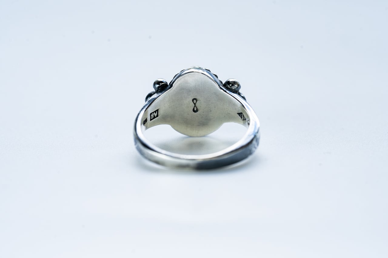 R-094 Native oval signet ring (turquoise) | WAKAN SILVER SMITH