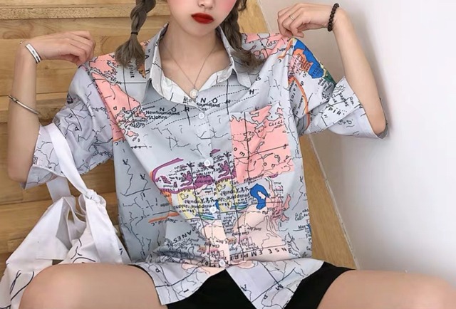 ガラＴ 個性的 シャツ 半袖 プリント 原宿 ストリート系 韓国ファッション 夏 2019