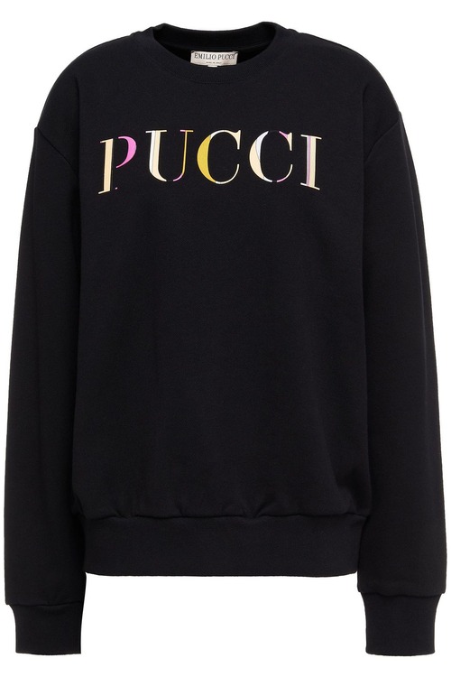 【EMILIO PUCCI】 プリントツイルトリム フレンチコットンパイル地 スウェットシャツ 211000044