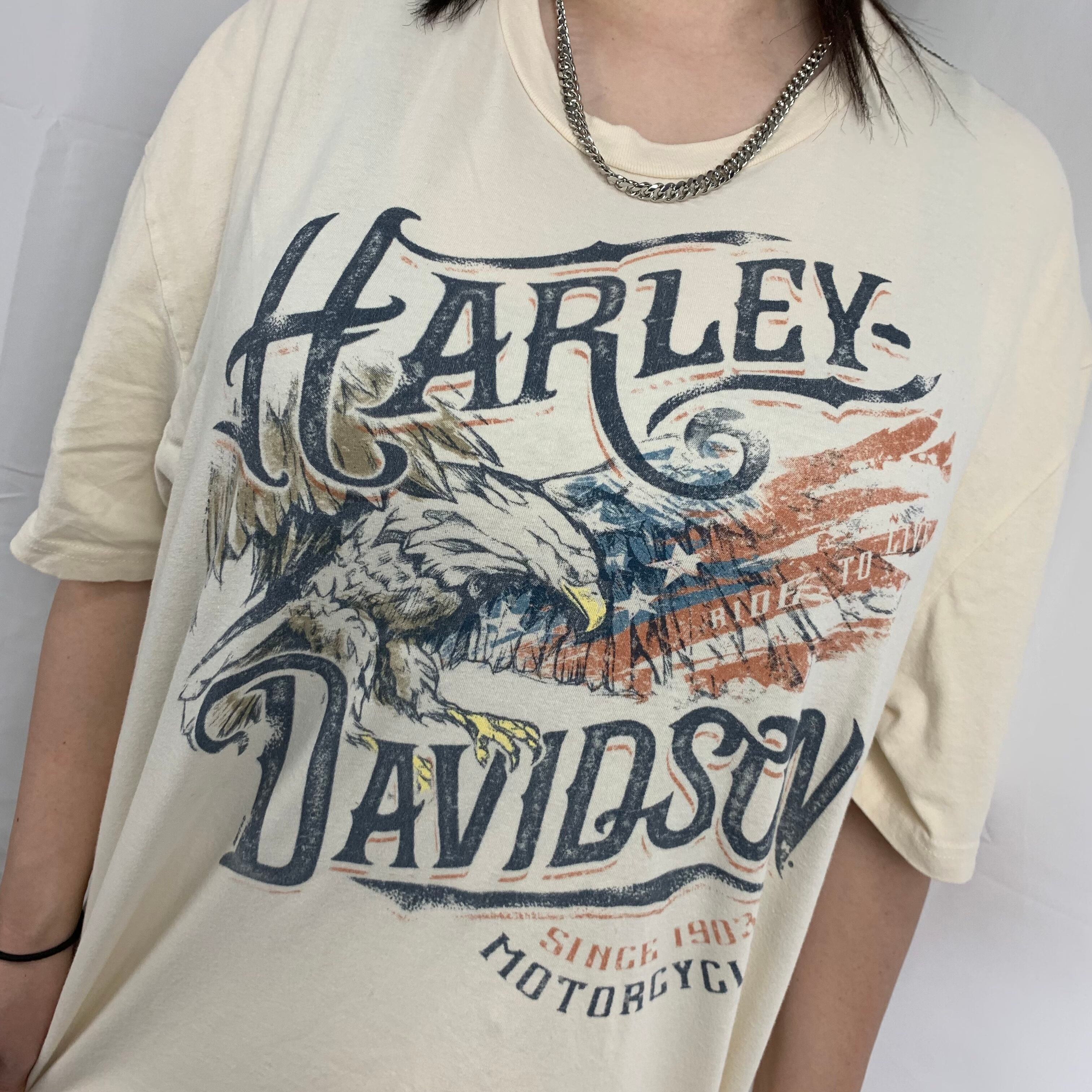 harley davidson ハーレーダビッドソン　ベージュ　tシャツ