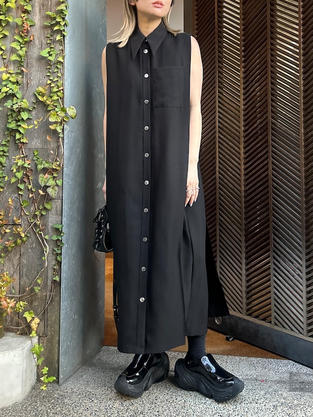 【25SS】ENFOLD エンフォルド / NO-SLEEVES LONG SHIRT / シャツワンピース